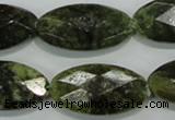 CGA111 15.5 inches 15*30mm faceted oval natural green garnet beads