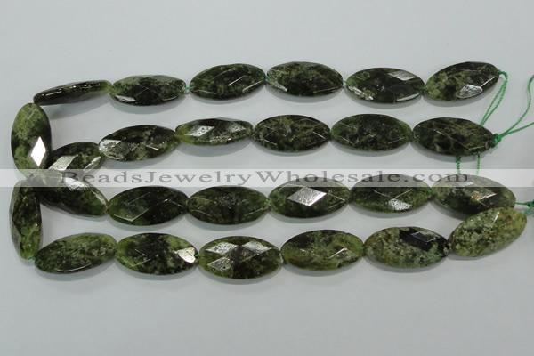 CGA111 15.5 inches 15*30mm faceted oval natural green garnet beads