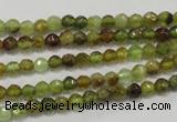 CGA122 15.5 inches 4mm faceted round natural green garnet beads