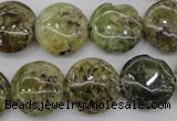 CGA143 15.5 inches 16mm flat round natural green garnet beads wholesale