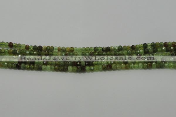 CGA145 15.5 inches 2.5*4mm faceted rondelle natural green garnet beads