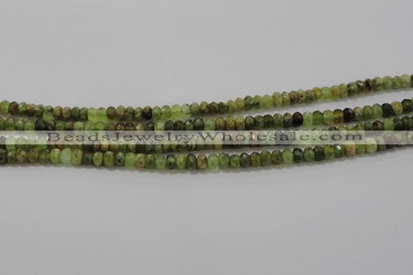 CGA146 15.5 inches 4*6mm faceted rondelle natural green garnet beads