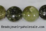 CGA215 15.5 inches 18mm flat round natural green garnet beads