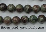 CGA304 15.5 inches 12mm round red green garnet gemstone beads