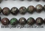 CGA314 15.5 inches 12mm faceted round red green garnet gemstone beads