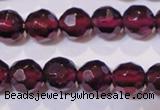 CGA362 14 inches 5mm faceted round natural red garnet beads wholesale