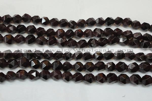 CGA453 15.5 inches 12mm faceted nuggets natural red garnet beads