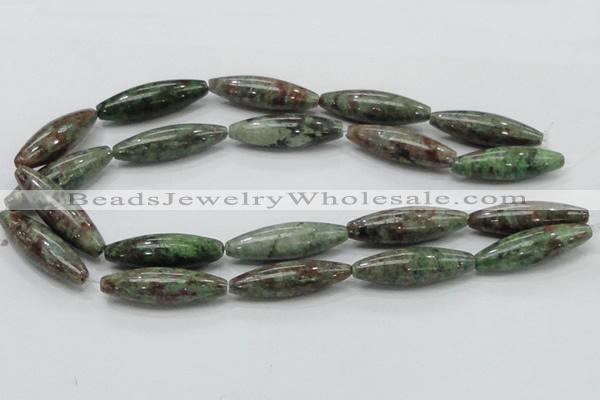 CGA56 15.5 inches 12*40mm rice red green garnet gemstone beads