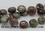 CGA58 15.5 inches 10mm flat round red green garnet gemstone beads