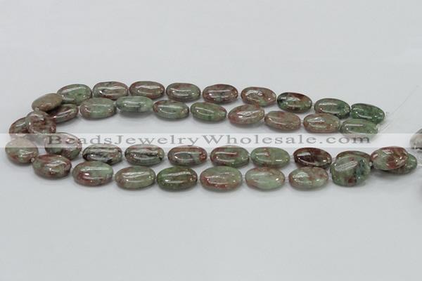 CGA66 15.5 inches 15*20mm oval red green garnet gemstone beads