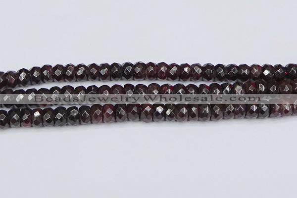 CGA679 15.5 inches 5*9mm faceted rondelle red garnet beads