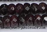 CGA680 15.5 inches 6*11mm faceted rondelle red garnet beads