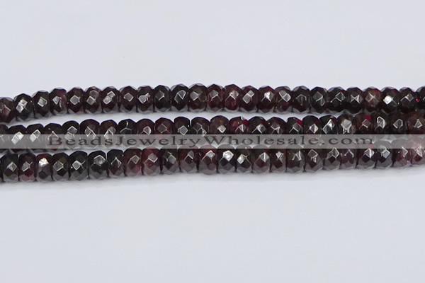 CGA680 15.5 inches 6*11mm faceted rondelle red garnet beads