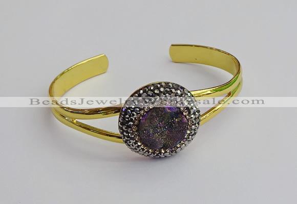 CGB2032 25mm coin plated druzy agate bangles wholesale