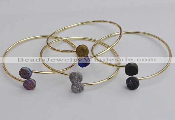 CGB2048 10mm coin plated druzy agate gemstone bangles wholesale