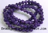 CGB2570 7.5 inches 8mm round charoite gemstone beaded bracelets