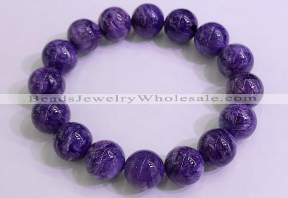 CGB2574 7.5 inches 13mm round charoite gemstone beaded bracelets