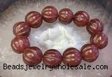 CGB3006 7.5 inches 19mm - 20mm carved round red agate bracelet