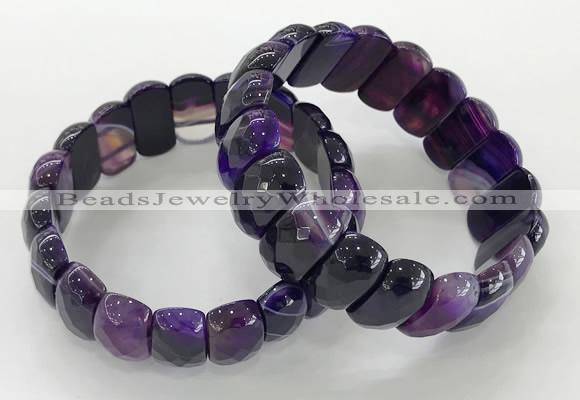 CGB3124 7.5 inches 10*20mm faceted oval agate bracelets