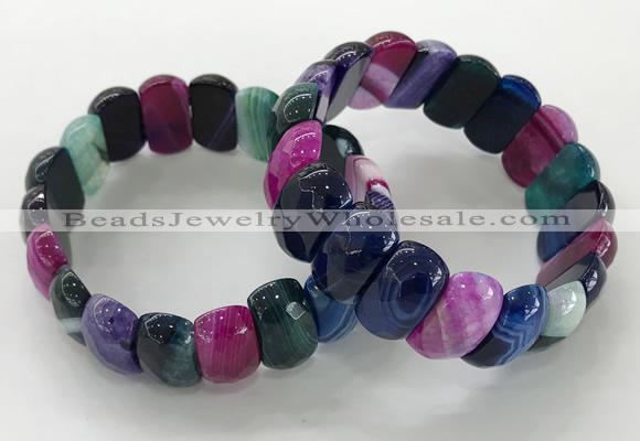 CGB3132 7.5 inches 10*20mm faceted oval agate bracelets