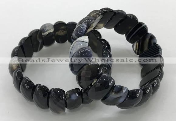 CGB3152 7.5 inches 11*23mm faceted oval agate bracelets