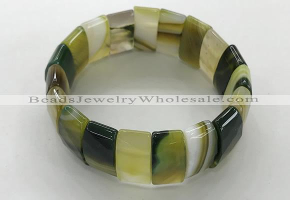 CGB3155 7.5 inches 11*23mm faceted rectangle agate bracelets