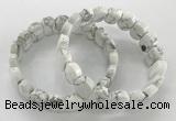 CGB3275 7.5 inches 10*15mm faceted oval white howlite bracelets