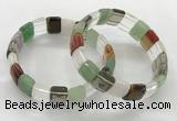 CGB3427 7.5 inches 12*15mm faceted rectangle mixed gemstone bracelets