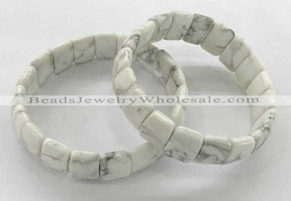 CGB3428 7.5 inches 12*15mm faceted rectangle white howlite bracelets