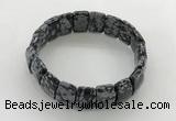 CGB3437 7.5 inches 12*15mm faceted rectangle snowflake obsidian bracelets