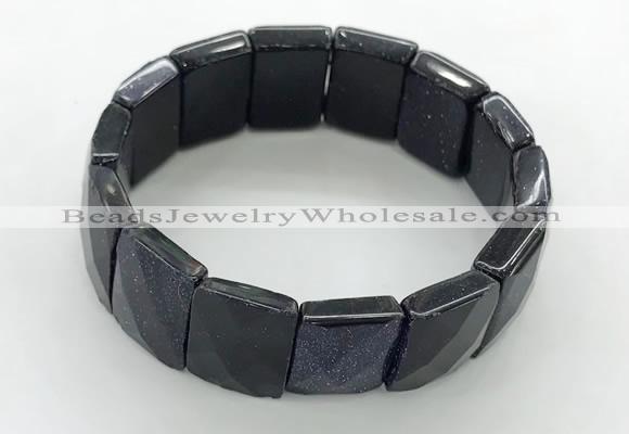 CGB3481 7.5 inches 15*20mm faceted rectangle blue goldstone bracelets