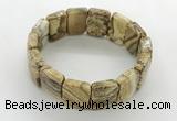 CGB3482 7.5 inches 15*20mm faceted rectangle picture jasper bracelets