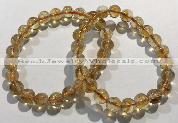 CGB4023 7.5 inches 8mm round citrine beaded bracelets wholesale