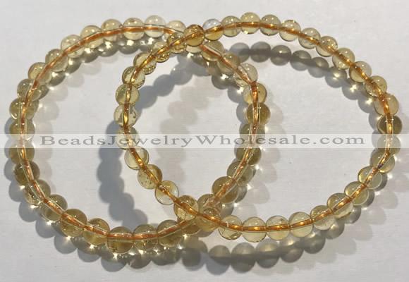 CGB4027 7.5 inches 6mm round citrine beaded bracelets wholesale