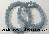 CGB4037 7.5 inches 8mm faceted round aquamarine beaded bracelets