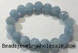 CGB4038 7.5 inches 11mm faceted round aquamarine beaded bracelets