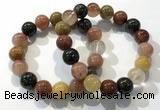 CGB4074 7.5 inches 13mm round mixed rutilated quartz beaded bracelets