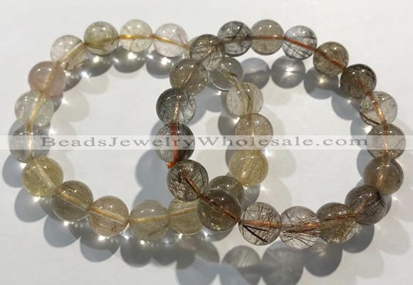 CGB4080 7.5 inches 11mm round golden rutilated quartz beaded bracelets