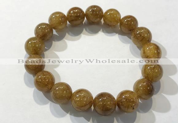 CGB4085 7.5 inches 12mm round golden rutilated quartz beaded bracelets