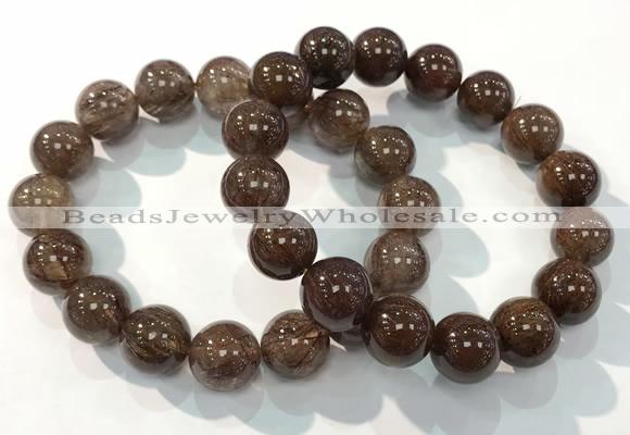 CGB4098 7.5 inches 13mm round rutilated quartz beaded bracelets