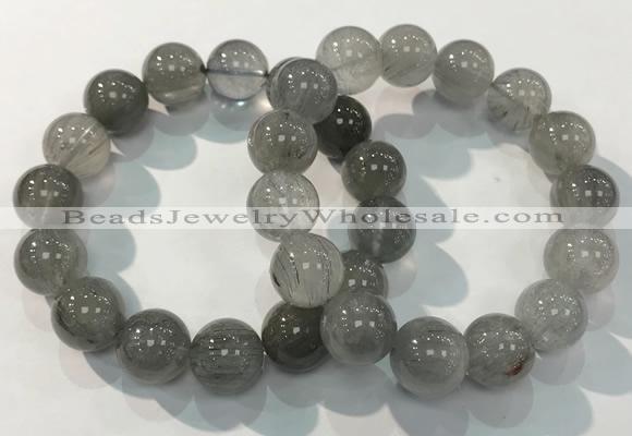 CGB4107 7.5 inches 14mm round rutilated quartz beaded bracelets