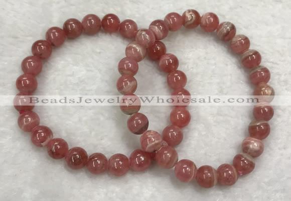 CGB4118 7.5 inches 7.5mm - 8mm round rhodochrosite beaded bracelets