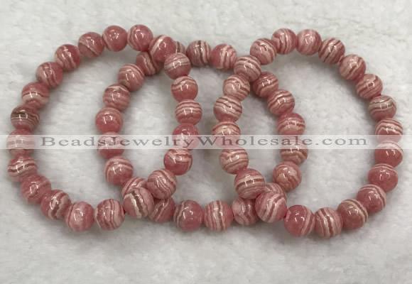 CGB4123 7.5 inches 8.5mm - 9mm round rhodochrosite beaded bracelets