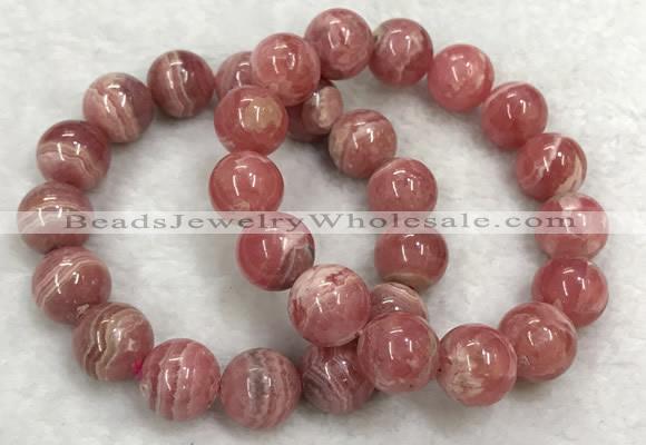 CGB4130 7.5 inches 13.5mm - 14mm round rhodochrosite beaded bracelets