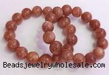 CGB4546 7.5 inches 14mm round golden sunstone beaded bracelets