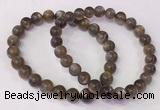 CGB4552 7.5 inches 7mm - 8mm round black sunstone beaded bracelets