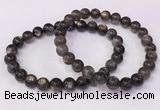 CGB4556 7.5 inches 7mm - 8mm round black sunstone beaded bracelets