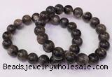 CGB4557 7.5 inches 10mm - 11mm round black sunstone beaded bracelets