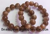 CGB4567 7.5 inches 14mm round golden sunstone beaded bracelets