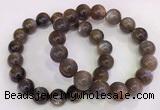 CGB4571 7.5 inches 12mm round black sunstone beaded bracelets